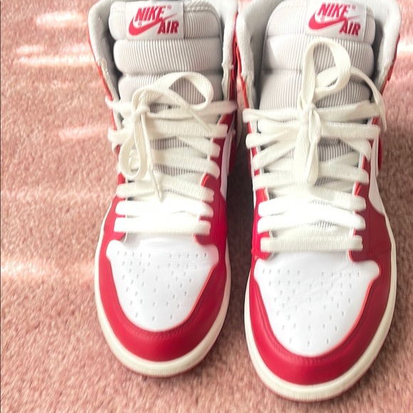 Nike Red and White High-Top Sneakers - Picture 1 of 4